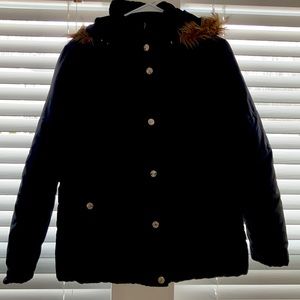 Black Hooded Winter Coat